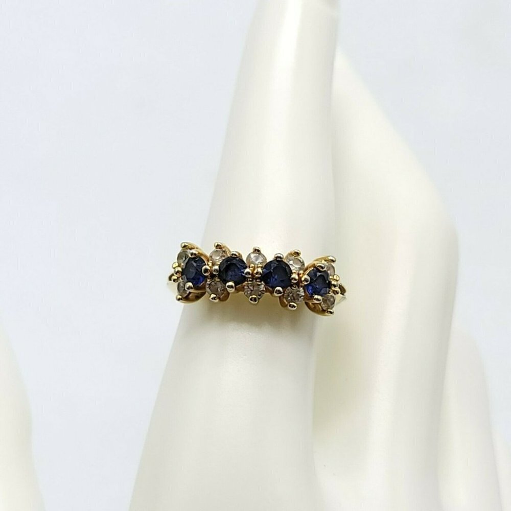 Chrysoberyl Blue Clear Goshenite Gemstone Gold Plated .925 Sterling Ring Size 8